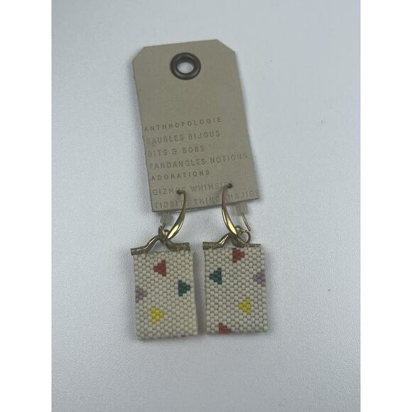 Anthropologies Earrings NWT Beaded Triangle Hook Pierced Earrings $38 - Picture 3 of 8